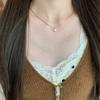 Collar de lujo ligero de alta gama con diseño de burbuja de diamante, con un solo diamante, de serpiente y hueso, para mujer, sencillo, pequeño, combinable con todo, con exquisita cadena de clavícula.