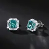 Brincos de Tarraxa e Colar Flor de Gelo Paraíba Zircônia Conjunto de Joias Prata de Lei S925 Brincos de Tarraxa e Colar Safira