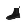 Sapatos Femininos Chengdu 2026 Novo Modelo Botas Curtas Chelsea em Couro Genuíno para Mulheres, Bico Redondo, Salto Grosso, Botas Martin, Ajuste Slim