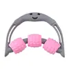 Massageador de Rolo Pele Magra Ombro Pele Magra Panturrilha Manual Pressiona Pontos de Acupuntura para Relaxar Três Rodas Massagem Muscular Yoga Drenagem Meridiano do Pescoço