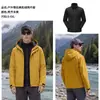 Chaqueta 3 en 1 estilo Luotuo para hombre y mujer, cintura ajustable, corte ajustado, resistente al viento para exteriores, impermeable, cálida, ropa para viajes y montañismo