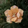 Nuevo adhesivo de tela flor de Navidad 24CM flor artificial guirnalda de árbol de Navidad vid arreglo de flores de terciopelo Decoración navideña