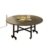 Mesa de comedor redonda plegable para el hogar, color nogal oscuro, con bandeja giratoria, adecuada para hoteles y restaurantes, una mesa redonda para 12 personas