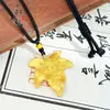Tienda de Oro Mismo Estilo Colgante Hoja de Arce Cepillada Chapada en Oro Antiguo, Nuevo Estilo Chino Estilo Nacional Cadena para Suéter Collar de Hoja