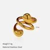 Influenciador de Moda Europeu e Americano Estilo Quente Anel Borboleta Aberto Liso Banhado a Ouro 18K em Aço Inoxidável Anel de Nicho Joias Femininas