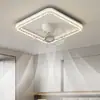 Lámpara de Techo Italiana de Lujo Ligero para Restaurante, Lámpara Ventilador de Sala de Estar con Textura de Hielo Atmosférica, Lámpara de Ventilador de Techo Inteligente Silenciosa de Frecuencia Variable para el Hogar