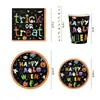 Novo Conjunto de Louças para Festa com Tema de Halloween Bandeja de Papel para Halloween Guardanapo de Papel Conjunto de Decoração de Halloween