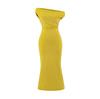 Vestido Sexy Sexy Largo Asimétrico sin Mangas con Escote Bardot Inclinado Elegante Falda de Cadera Plisada Ajustada