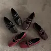 Zapatos Planos Mary Jane de Piel de Oveja Suave Estilo Francés con Tira Cruzada para Mujer, Nuevos Zapatos Retro de Primavera y Otoño con Punta Redonda y Suela Suave para el Trabajo