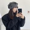 Chapéu de pelúcia feminino de verão estilo coreano retrô desgastado com ponta fina estilo frio versátil moderno chapéu de tricô pullover primavera e outono