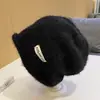 Gorro de felpa holgado para mujer, hace que la cara se vea más pequeña, turbante de punto para otoño e invierno, circunferencia de cabeza grande, gorro para clima frío, gorro posparto, gorro de lana, cálido
