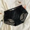 Ropa interior femenina de satén de seda helada, estilo francés, con encaje sexy, estilo Pure Desire, 2024, nuevo estilo, calzoncillos de cintura de malla para mujer.