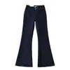 Atacado de Roupas Femininas Transfronteiriças Outono Novo Estilo Americano Efeito Emagrecedor Efeito Emagrecedor Cor Lisa Jeans Stretch Micro-Flare