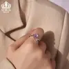 Anillo Abierto de Mariposa Flor Morada Suave de Plata de Ley S925 Aiful Anillo Ajustable Joyería al por Mayor