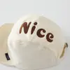 Gorro suave de ala para bebé para otoño e invierno, gorra de béisbol gruesa de pana con letra NICE para niños, gorro cálido plegable para bebé