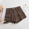 Calças Cargo Jeans Pretas para Mulheres, Cintura Alta, Petite, Calças Casuais Versáteis, Novos Shorts Primavera e Verão 2025