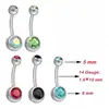 Anéis de Umbigo de Aço Inoxidável Transfronteiriços Europeus e Americanos, Joias de Piercing, Studs de Umbigo Duplos Cravejados com Diamantes, Atacado em Estoque