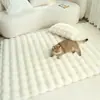 Alfombra de pelo de conejo color crema, tapete de piso, alfombra de noche para dormitorio, tapete para ventanal de sala de estar, manta de piel para sofá, cojín para balcón