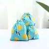 Bolsa de almacenamiento de algodón y lino estampado bolsillo con cordón bolsa de lino miscelánea bolsa de almacenamiento de ropa interior bolsa de almacenamiento de viaje