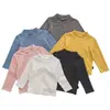 Camiseta básica de rayas para niños con cuello medio alto, estilo primavera y otoño, ropa para niños, camiseta de manga larga para niños y niñas, prenda interior para bebé