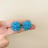 Brincos de Flor Fresca Azuis Hortênsia Azure com Contas para Mulheres 2025 Novo Estilo Adequados para Primavera Brincos de Nicho