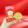 2027 Año de la Oveja Moneda de Oro Propicia Atracción de Riqueza Tarjeta de Dinero Bolsa de Terciopelo Paquete de Sobre Rojo Moneda Conmemorativa de Pan de Oro Regalo de Año Nuevo