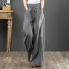 Pantalones Rectos de Pierna Ancha de Algodón y Lino Artísticos Nuevos de Verano para Mujer, Versátiles, Holgados, de Cintura Alta, Largo hasta el Suelo