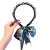 Faixa de Cabelo Artística Retrô com Fita, Tiara Trançada Integrada Fresca e Simples, Presilha de Cabelo Pequena Floral da Moda, Acessório de Cabelo Quadrado de Lenço para Mulheres