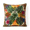 Funda de almohada tropical de lino sintético estilo europeo y americano, funda para cojín de sofá de sala de estar, funda de almohada decorativa estilo étnico