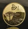 Monedas conmemorativas para lugares escénicos en la ciudad de Huangshan, provincia de Anhui, pino de bienvenida, monedas de oro y plata de recuerdo, monedas pequeñas de viaje, regalo