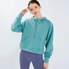 Suéter con media cremallera para mujer, sudadera con capucha holgada de algodón, informal, gruesa, para fitness y yoga, para otoño e invierno