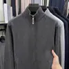 Cardigan de Tricô Masculino Pesado para Outono com Gola Alta e Mangas Longas Casual Solto Versátil Casaco Suéter Estilo Japonês para Negócios Dropshipping