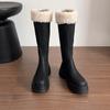 Botas de moda para mujer, otoño e invierno 2024, nuevas, gruesas, cálidas, de algodón, con suela gruesa, adelgazantes, con tacón grueso y forro polar.
