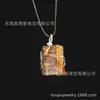 Pingente de Malha Tecida com Fio de Prata Pedra Bruta de Cristal Natural Colar de Metal Envolto com Fio Artesanal Acessórios de Joia Atacado Moda