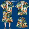 Traje de Camisa de Playa de Manga Corta de Verano para Hombre Vacaciones de Viaje en Sanya Ropa de Tallas Grandes Ropa de Viaje a la Orilla del Mar Ropa de Verano