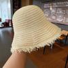 Chapéu de Palha Vazado Estilo Rap Feminino Verão Pequeno Fresco Estilo Coreano Versátil Chapéu de Palha 2025 Novo Estilo Primavera e Verão Chapéu Balde Chapéu de Pescador Tendência