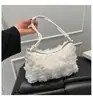 Bolsa de Banquete Feminina de Rede Rosa Nova Moda Bolsa de Axila Pequena Fresca Simples Bolsa de Ombro Bolsa de Mão com Flores