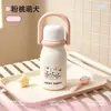 Taza aislada de acero inoxidable 316 con revestimiento cerámico, alto valor estético, portátil, gran capacidad, vaso de agua con popote, tetera de mano estilo caricatura