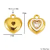 Colgante de Corazón Estéreo de Acero Inoxidable Pulido con Piedra de Cristal y Circonita Corazón de Durazno Accesorios de Joyería para Collares y Pulseras DIY