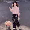 Conjunto de Dos Piezas para Niñas 2026 Primavera y Otoño Nuevo Top con Lazo de Diseño Único y Pantalón Largo Casual Tendencia