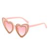 Gafas de Sol Personalizadas Incrustadas de Diamantes Gafas con Forma de Corazón de Moda Europeas y Americanas Elegantes Gafas de Sol con Forma de Corazón de Melocotón con Diamantes para Mujer