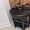 Mesa de Entrada Semicircular Negra de Gama Alta, Mesa de Recibidor Vintage, Mesa Divisoria, Mesa de Pasillo de Madera Maciza Montada en Pared Estilo Americano, Estilo Europeo, Estilo Francés