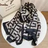Lenço de seda feminino primavera e outono moderno lenço de linho de inverno xale super longo de uso duplo versátil lenço fino de algodão e linho