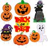 Tarjeta de Halloween Decoración de Calabaza Patio Exterior Césped Jardín Decoración Calabaza Monstruo Gato Negro Calavera Juego de 7 Piezas