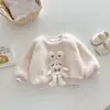 Sudadera de Otoño e Invierno para Niñas, Elegante Marca de Moda Infantil, Lindo Suéter de Felpa con Conejo de Dibujos Animados 3D