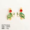 Aretes de Pavo Real Esmaltados, Colgante de Flor de Magnolia, Flor de Camelia de Doble Anillo, Accesorios de Aretes de Hoja Roja del Sur, Cloisonné de Venta Directa