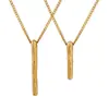 Estilo ins francés moda tendencia acero de titanio chapado en oro grabado colgante de barra de pan francés collar diseño de nicho collar