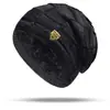 Traje de Bufanda y Gorro para Hombre Invierno Nuevo Gorro de Lana Casual Cálido Gorro de Punto Forrado de Polar Grueso Gorro de Pelo