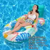 Cama Flotante Sofá de Agua para Exteriores Transfronteriza con Portavasos y Respaldo, para una Persona, Engrosada, Plegable, con Toldo de Malla, Esterilla Flotante Inflable