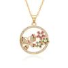 Collar con colgante de mariposa de circonita de color con diseño de joyería de moda hip hop con personalidad de nicho de suministro transfronterizo europeo y americano para mujer